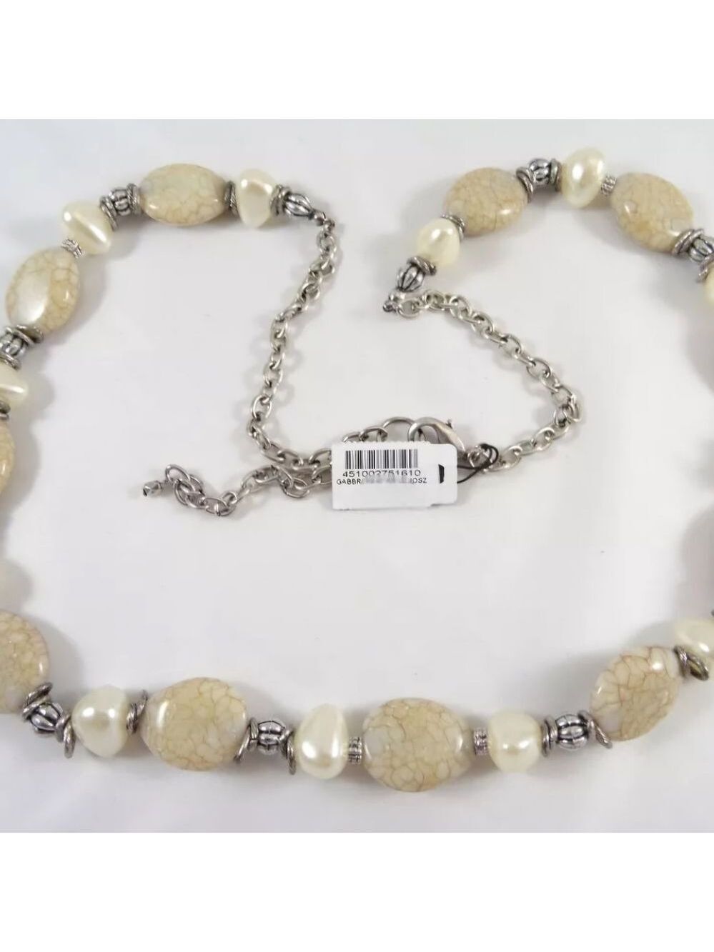 Chico's Long Marlbled Bead Necklace NWT 32"